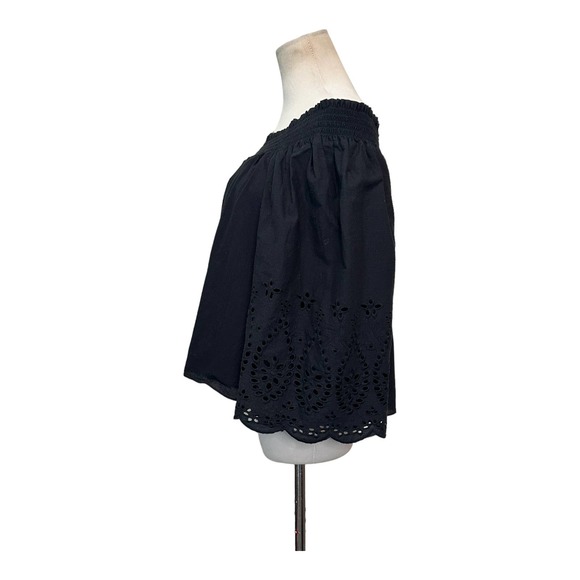 Whimsy + Row black off shoulder 3/4 sleeves boho blouse size Small - Picture 2 of 14